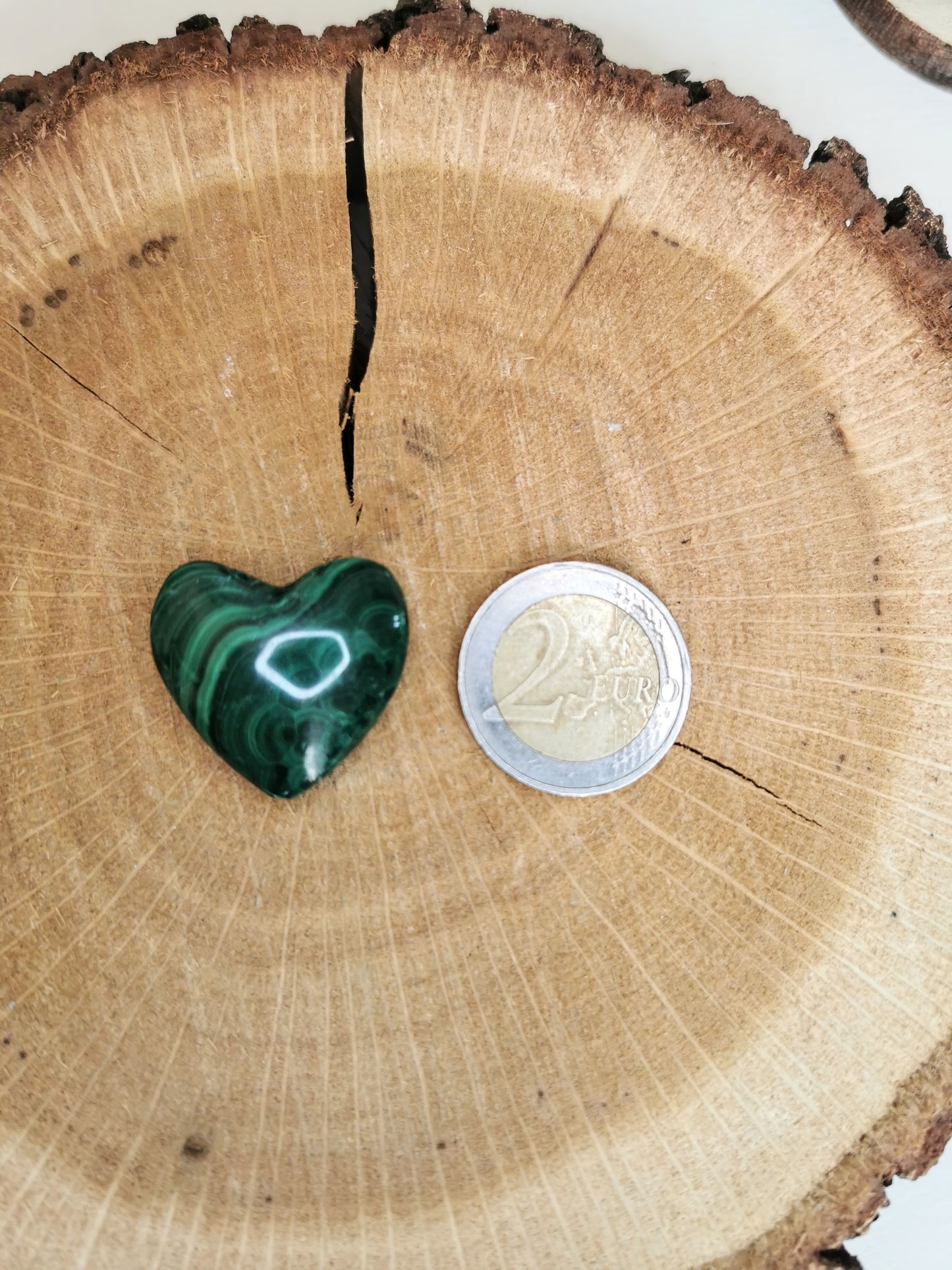 Galet coeur en Malachite - Taille S