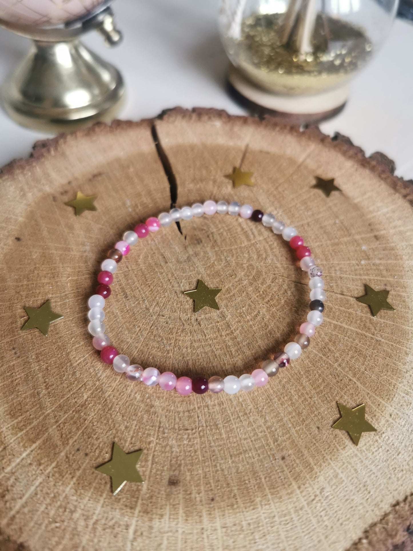 Bracelet en Agate rose 4mm
