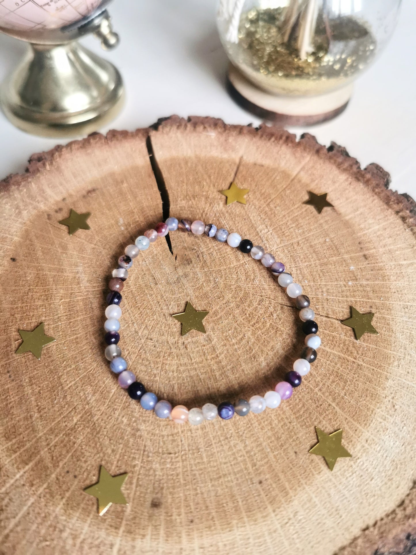 Bracelet en Agate violete 4mm