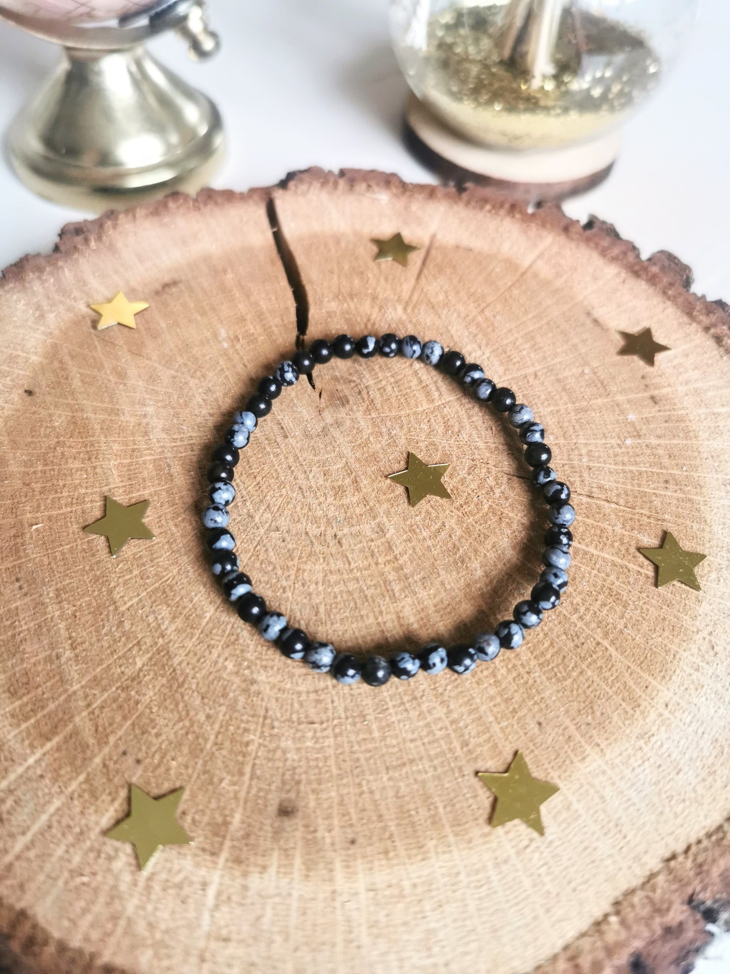 Bracelet en Obsidienne mouchetée 4mm