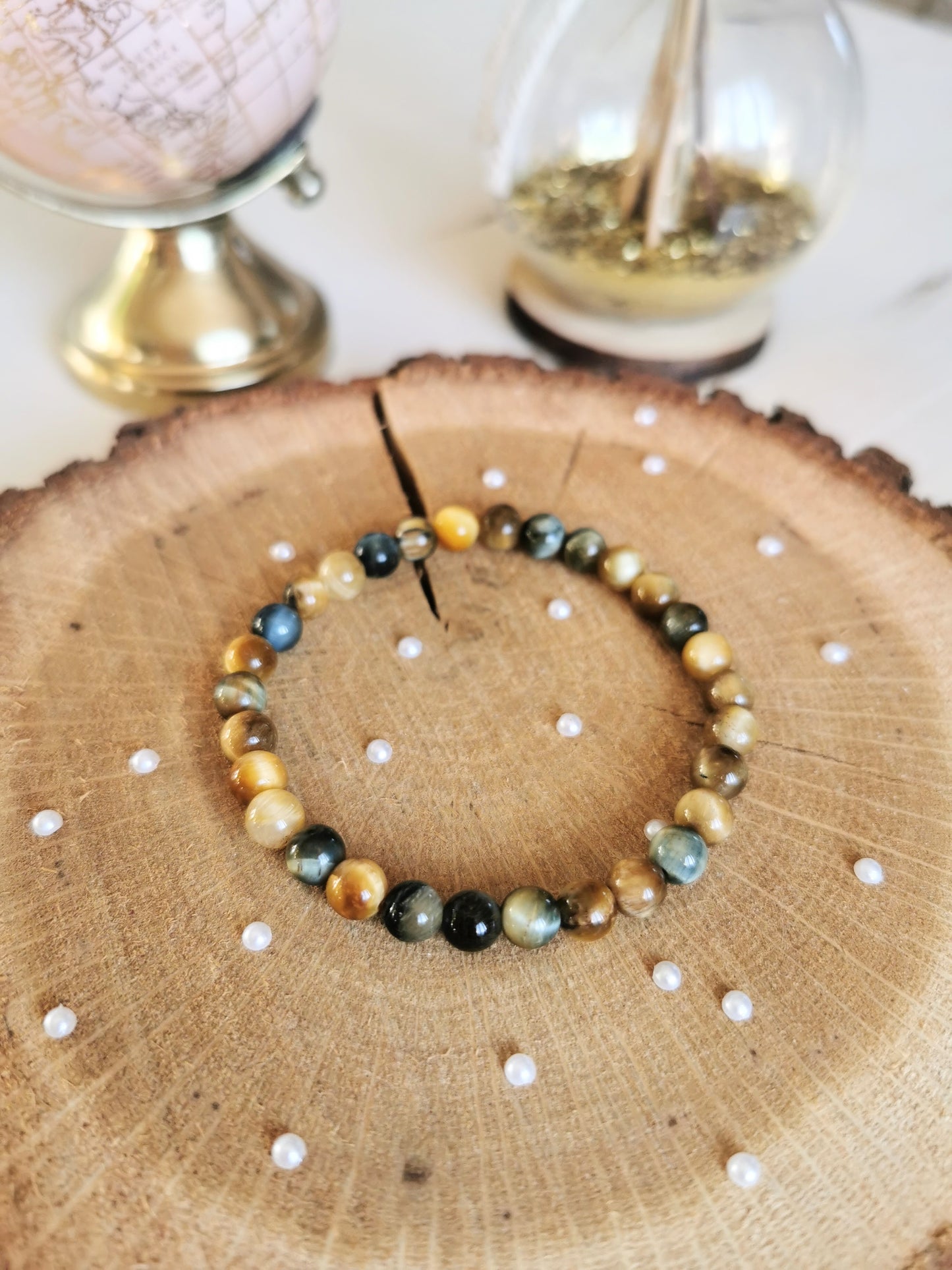 Bracelet en Oeil de tigre blanc 8mm