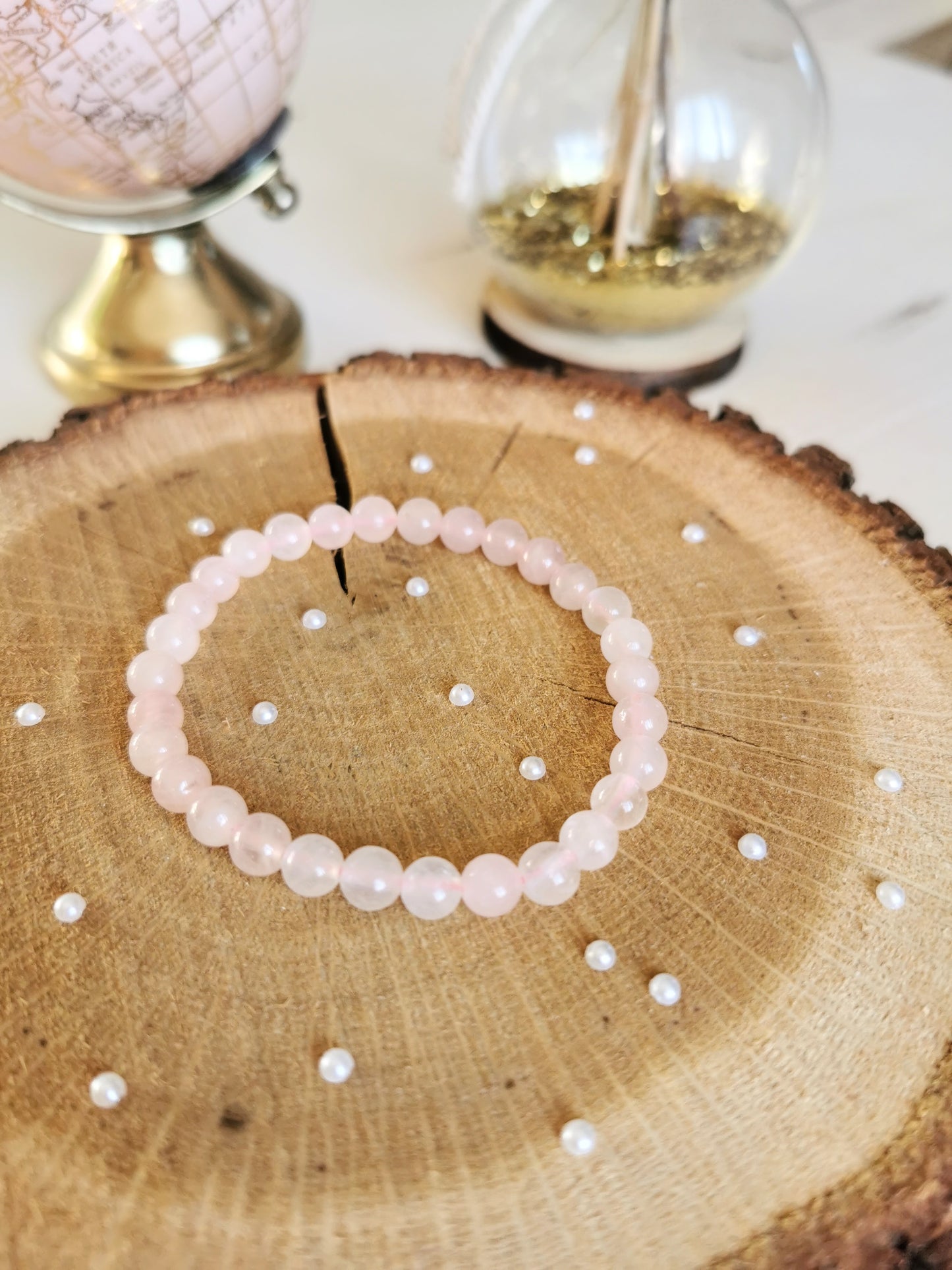 Bracelet en Quartz rose 8mm