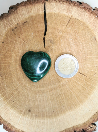 Galet coeur en Malachite - Taille M