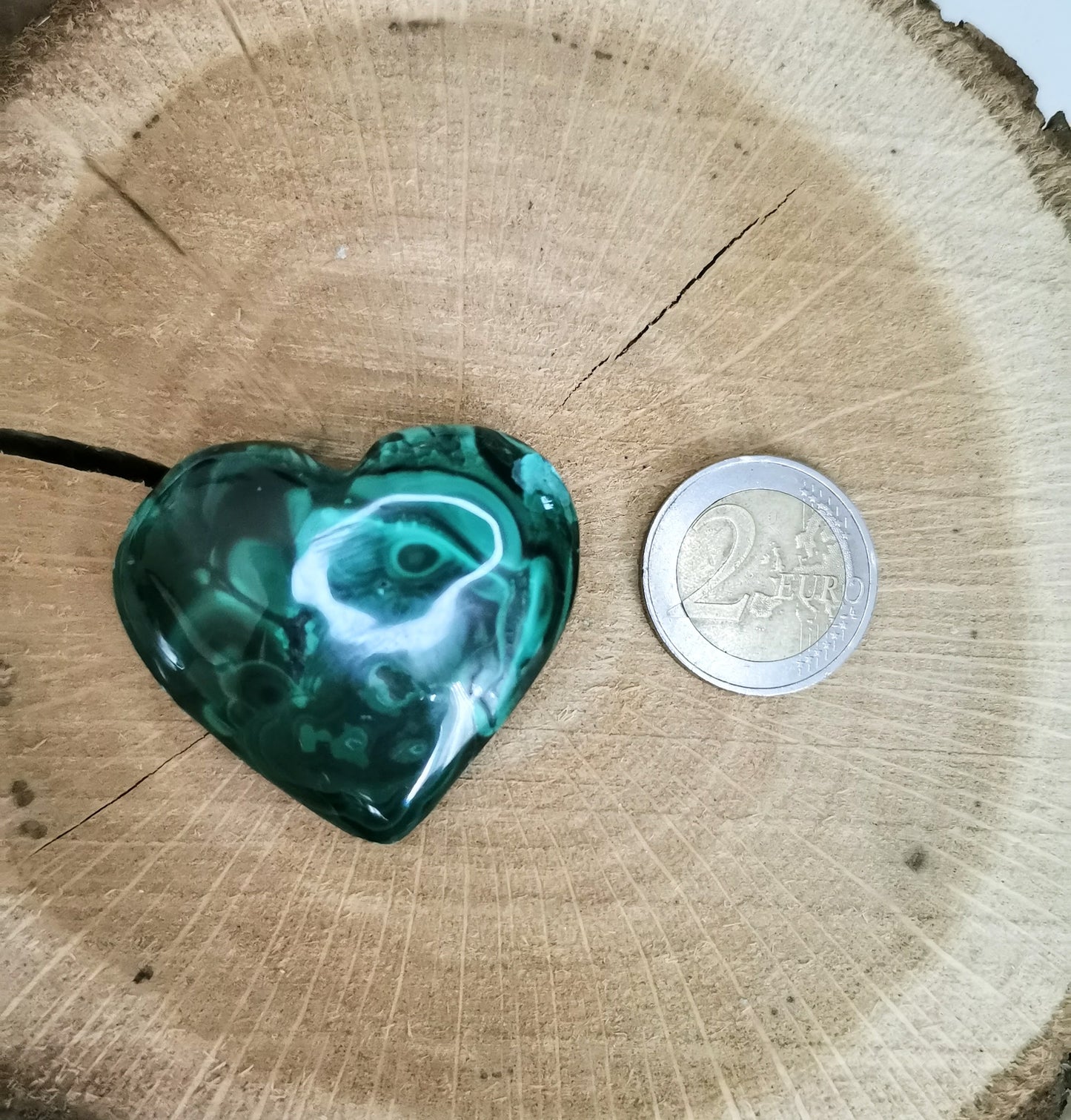 Galet coeur en Malachite - Taille L