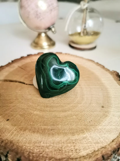 Galet coeur en Malachite - Taille L