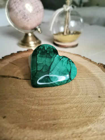 Galet coeur en Malachite - Taille XL