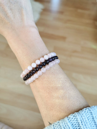 Bracelet en Quartz rose 8mm