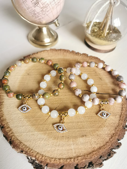 Bracelet Œil Turc – Charme & Protection avec Pierres Naturelles