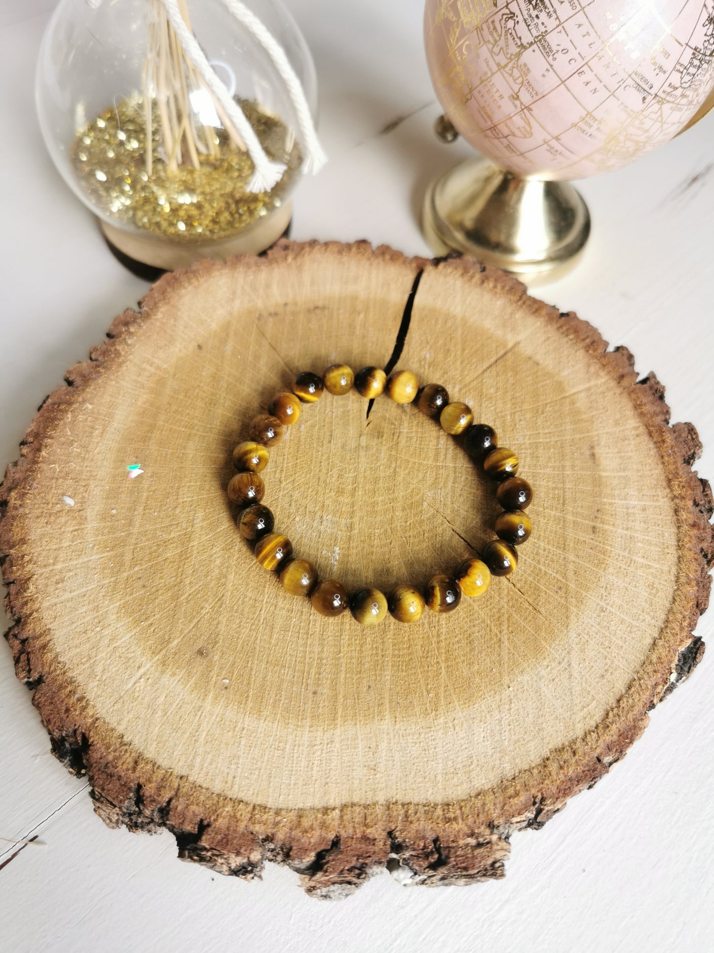 Bracelet en Œil de Tigre – Perles 8 mm