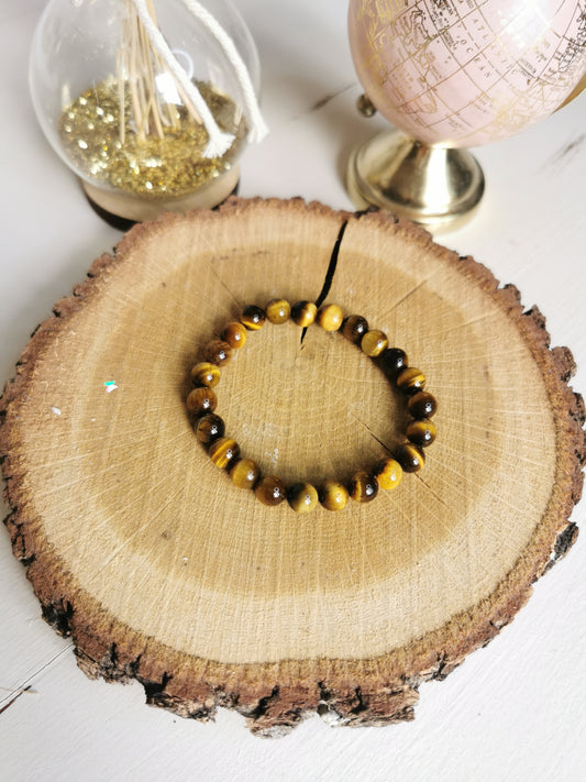 Bracelet en Œil de Tigre – Perles 8 mm