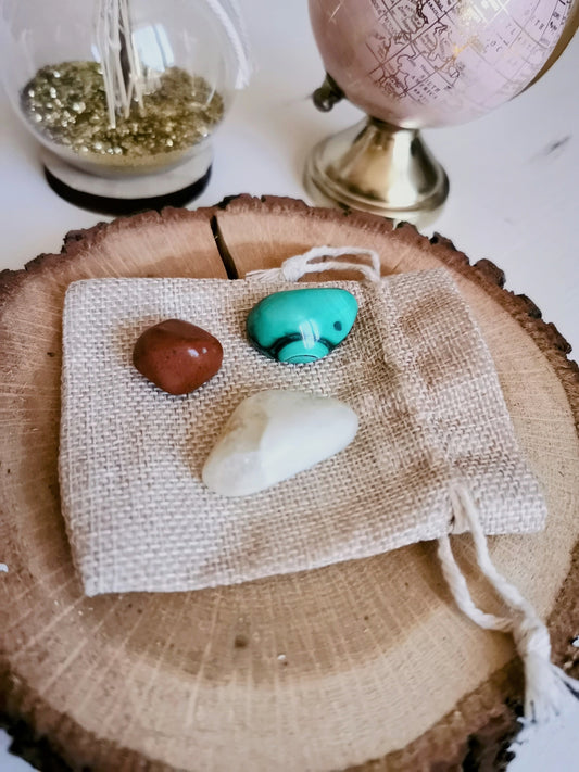 Kit Abondance – Malachite, Citrine & Jaspe rouge
