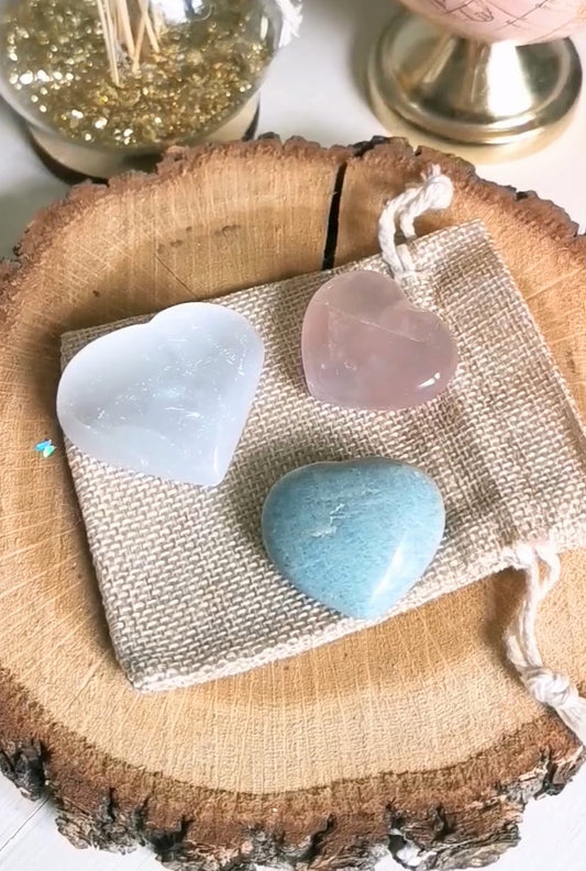 Kit Sérénité – 3 cœurs en pierres naturelles