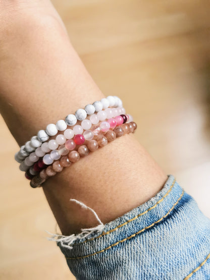 Bracelet en howlite blanche 4mm