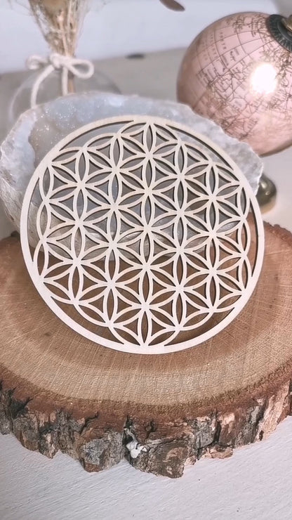 Plaques de rechargement en bois – Fleur de Vie & Arbre de Vie (10 cm)