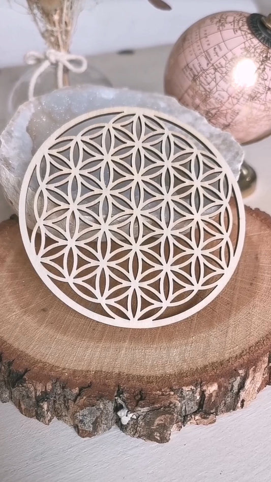 Plaques de rechargement en bois – Fleur de Vie & Arbre de Vie (10 cm)