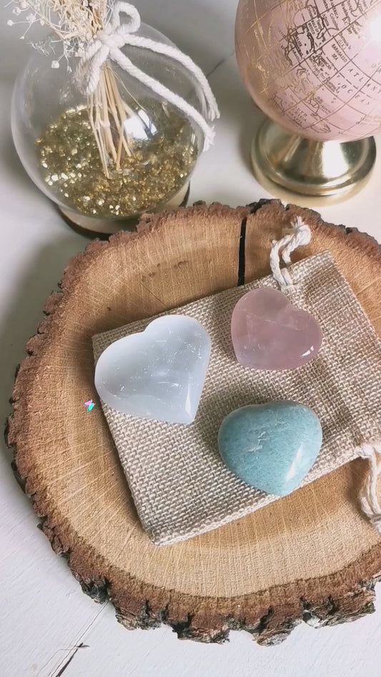 Kit Sérénité – 3 cœurs en pierres naturelles