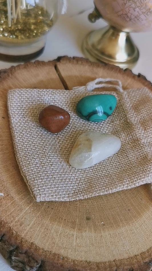 Kit Abondance – Malachite, Citrine & Jaspe rouge