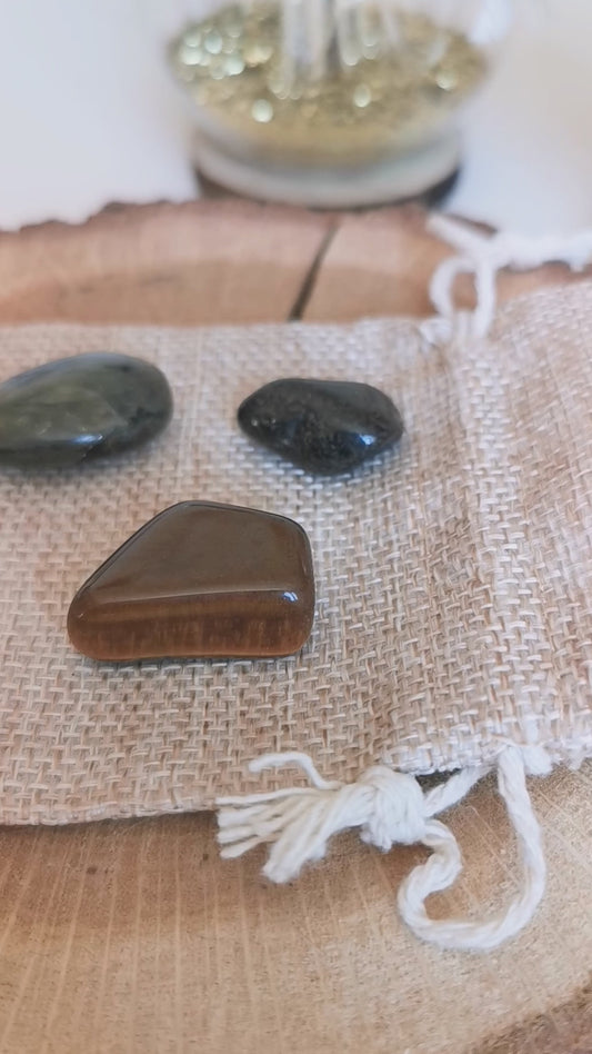 Kit Protection – Œil de tigre, Labradorite & Onyx