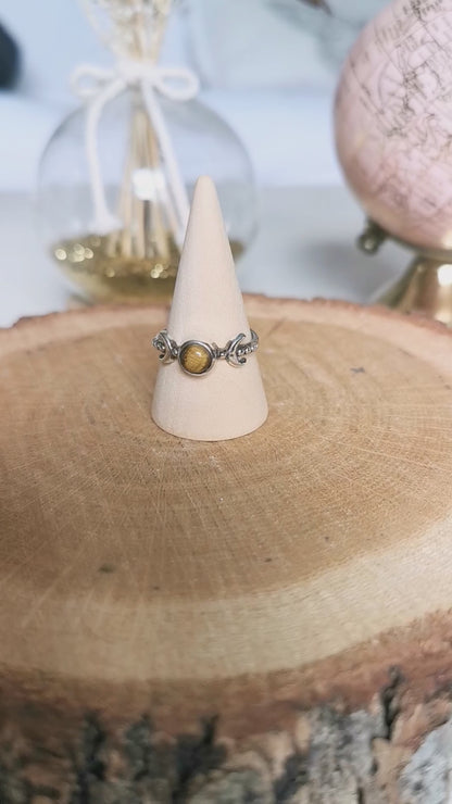 Bague LOUNA en Œil de Tigre